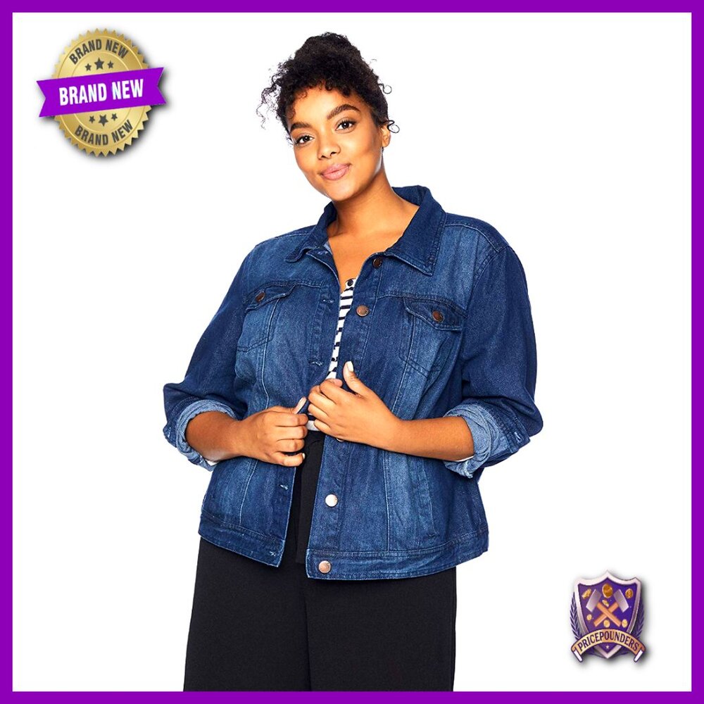 Classic Denim Jacket Regular Fit Dark Wash Button Flap Pockets Casual Wear